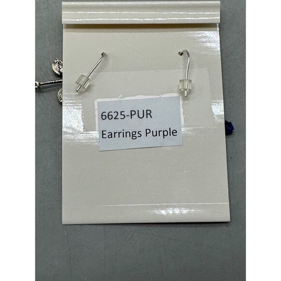 Firefly Dragonfly Dangle Earrings With Purple & Teal Beads On Silver-Tone Hooks - Picture 4 of 5